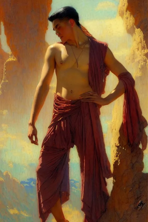 Image similar to male, taoism, painting by gaston bussiere, greg rutkowski, j. c. leyendecker, artgerm