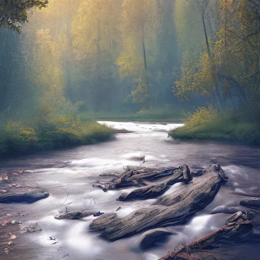 Prompt: river surrounded by forest landscape photprealism ultradetailed digital art, irina french, heraldo ortega, mandy jurgens, golden ratio, art canvas, award winning, masterpiece trending on artstation 8 k 1 5 0 mpx