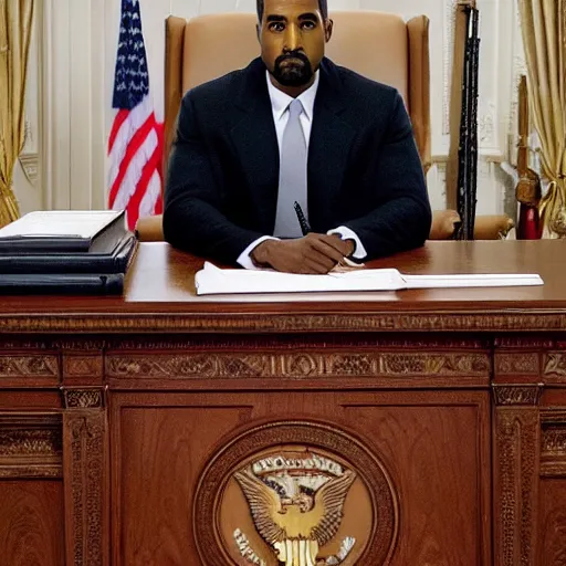 Image similar to WASHINGTON (AP) Kanye West sworn in as President, January 20th, 2024