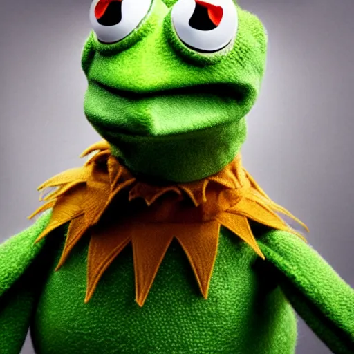 Prompt: a close - up portrait of kermit the frog in the style of martin schoeller, high quality photography