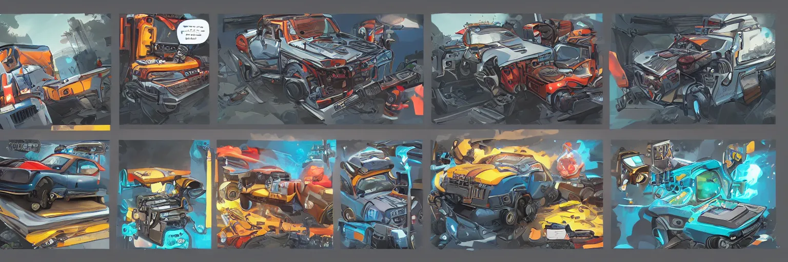 Image similar to car engine car parts concept art card, comic page, realistic fortnite, ui card