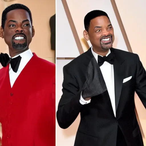 Image similar to chris rock slapping will smith at the oscars 2022