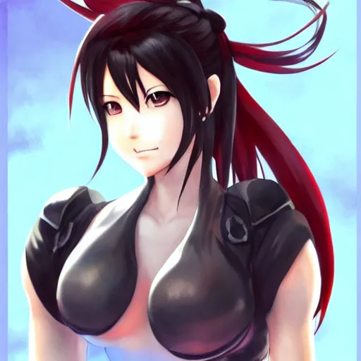 Image similar to portrait of the tifa lockhart, anime fantasy illustration by tomoyuki yamasaki, kyoto studio, madhouse, ufotable, trending on artstation