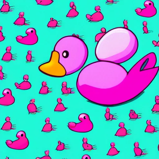 Image similar to pink duck, illustration waldo