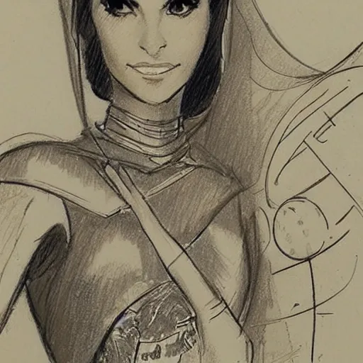 Image similar to milt kahl sketch of victoria justice as princess padme from star wars episode 3