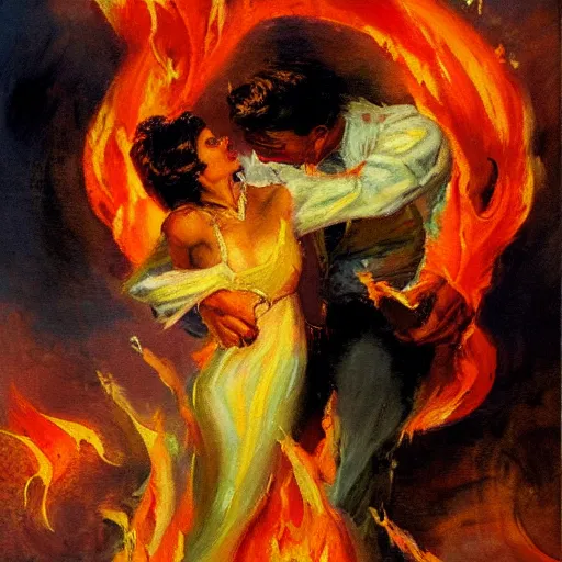 Prompt: fire flames by dean cornwell