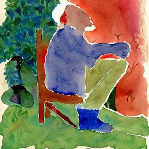 Image similar to watercolor and collage by eric carle, of the pope squatting on a toilet in the forest, peaceful mood