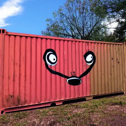 Image similar to raccoon graffiti on shipping container,