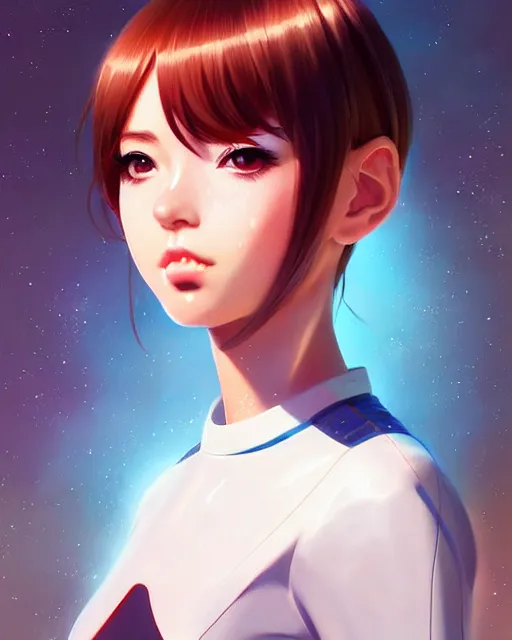 Image similar to portrait Anime space cadet girl cute-fine-face, pretty face, realistic shaded Perfect face, fine details. Anime. realistic shaded lighting by Ilya Kuvshinov Giuseppe Dangelico Pino and Michael Garmash and Rob Rey, IAMAG premiere, aaaa achievement collection, elegant freckles, fabulous