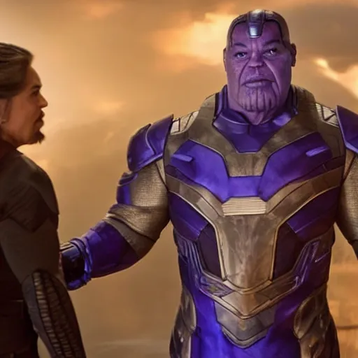 Prompt: george lopez as thanos, still from avengers endgame