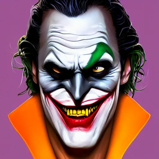 Image similar to the Batman with the joker makeup, digital painting, amazing detail, artstation, cgsociety