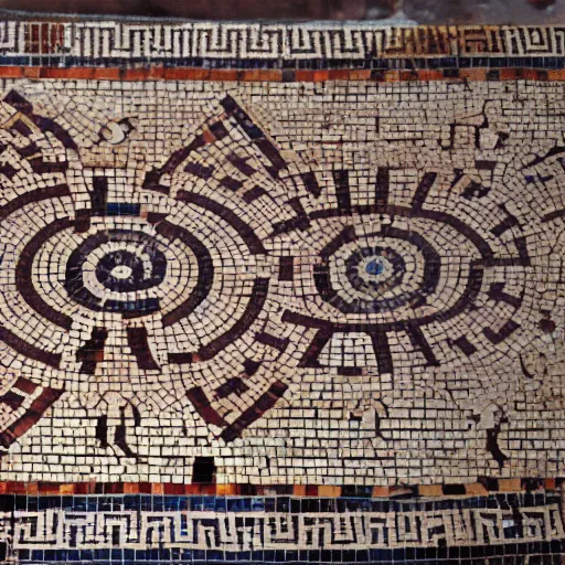 Image similar to greek mosaic, nazca design, torchlight