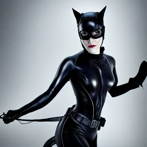 Image similar to Emma Watson as Catwoman, XF IQ4, f/1.4, ISO 200, 1/160s, natural light, Adobe Lightroom, DxO Photolab, polarizing filter, Sense of Depth, AI enhanced, HDR