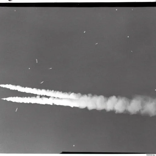 Image similar to ww 2 zeppelin in the sky, huge, firing rockets, bullets, bullet tracers, explosions, war photography