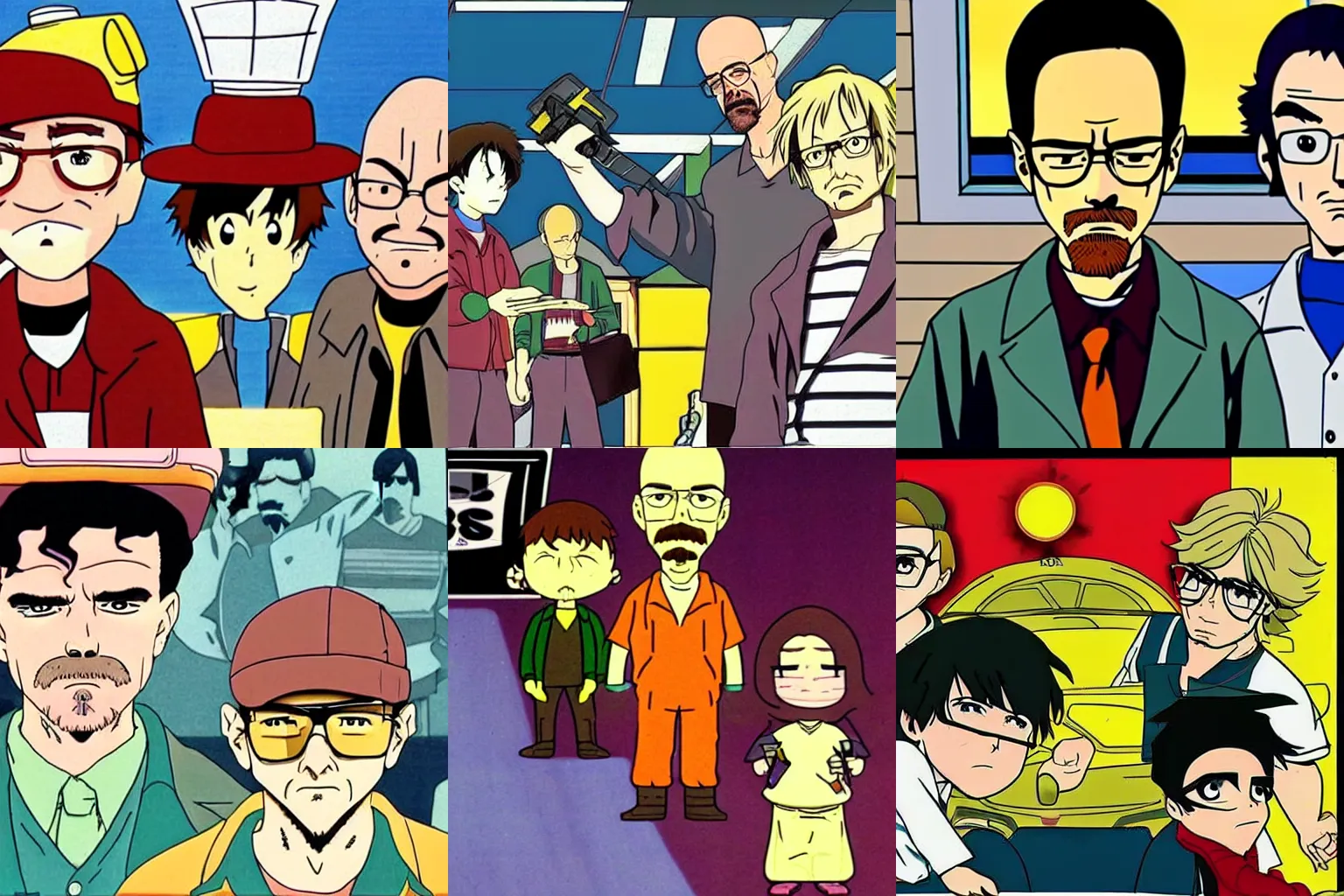 Prompt: Breaking Bad as an Anime from 1986, TV quality, 1986