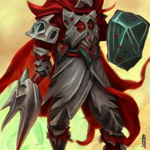 Image similar to ((((rock elemental spirit)))), red theme, bloody battlefield, weapons and armors, Dota 2 hero, hearthstone art style, epic fantasy style art, fantasy epic digital art, epic fantasy card game art