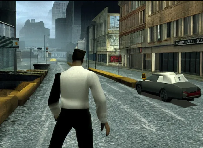 Image similar to lonely city streets. screenshot of goldeneye. nintendo 6 4 ( 1 9 9 6 )