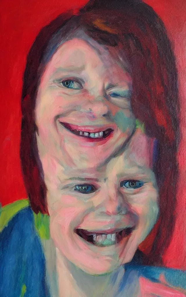 Prompt: portrait of gwynplaine freakish grin, award winning oil painting, sharp color palette