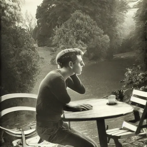 Image similar to a portrait of a character in a scenic environment by Robert Doisneau