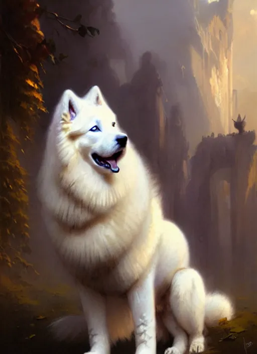 Image similar to samoyed by bayard wu, anna podedworna, gaston bussiere, greg rutkowski