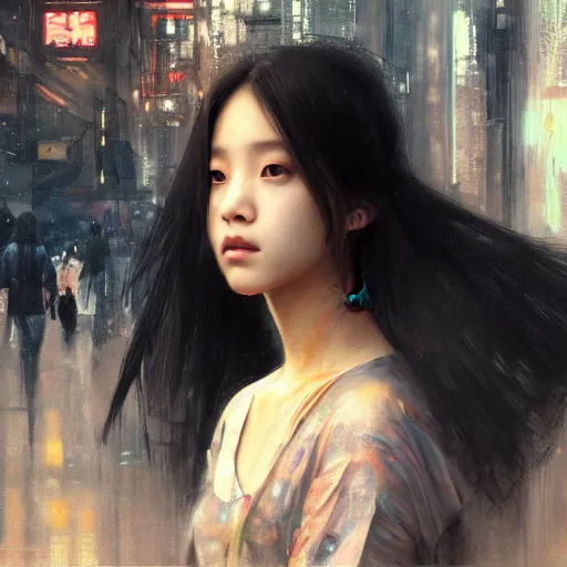 Image similar to jisoo of blackpink, hyperrealistic portrait, bladerunner street, art of elysium by jeremy mann and alphonse mucha, fantasy art, photo realistic, dynamic lighting, artstation, poster, volumetric lighting, very detailed face, 8 k, award winning