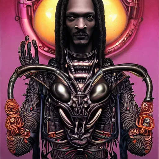 Prompt: Lofi Giger Scorn BioPunk portrait of Snoop Dog Pixar style by Tristan Eaton Stanley Artgerm and Tom Bagshaw