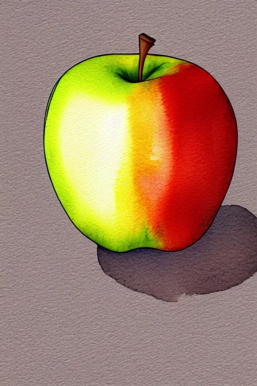 Image similar to minimalist watercolor art of an apple, illustration, vector art