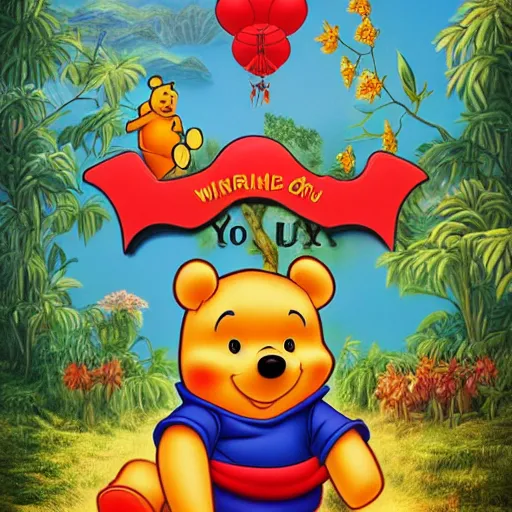 Image similar to xi jinping winnie the pooh in the style of cuban communist propaganda poster art in the year 1 9 8 7 ultra realistic, concept art, intricate details, highly detailed, photorealistic, octane render, 8 k, unreal engine. art by artgerm and magali villeneuve