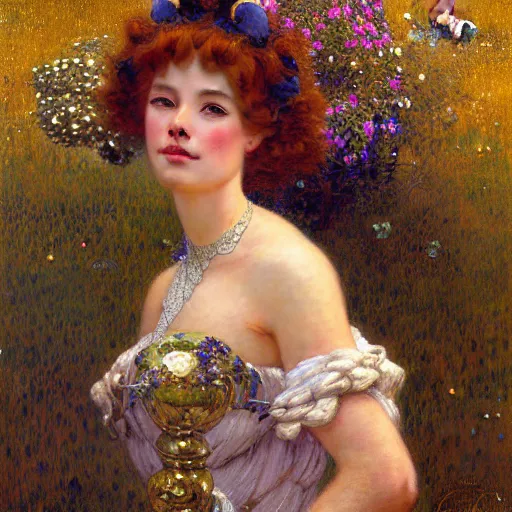 Image similar to portrait of a female lady cow wearing a dress. furaffinity farm fantasy highly detailed painting by gaston bussiere craig mullins jc leyendecker gustav klimt artgerm greg rutkowski john berkey, bergey, craig mullins, ruan jia, raymond swanland, jeremy mann, tom lovell, alex malveda