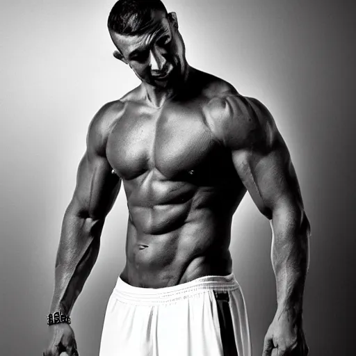 Image similar to big buff 6 pack Walter edited black and white image