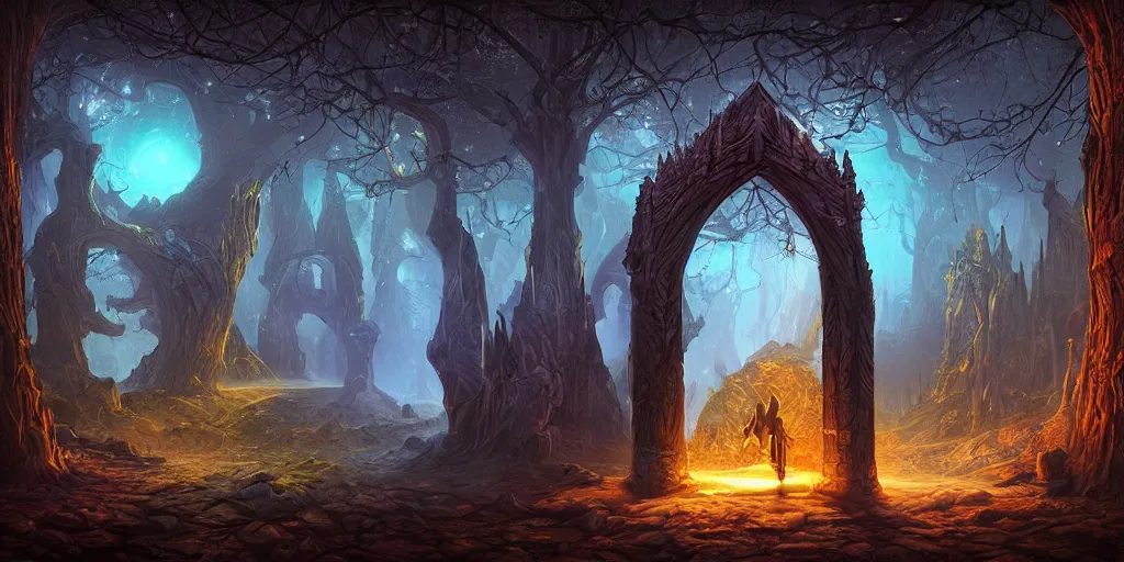 Prompt: fantasy world portal by Dan Mumford dramatic lighting, cinematic establishing shot, extremely high detail, photorealistic, cinematic lighting