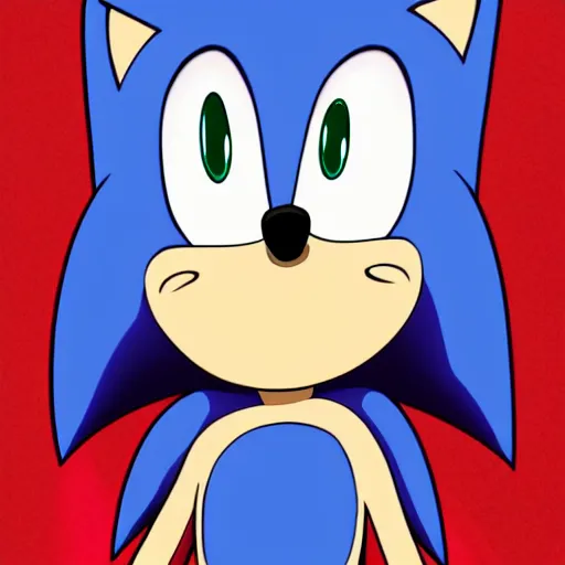 Image similar to sonic the hedgehog, smiling, unnatural grin, horror, creepy, smoke, black, dark, glow