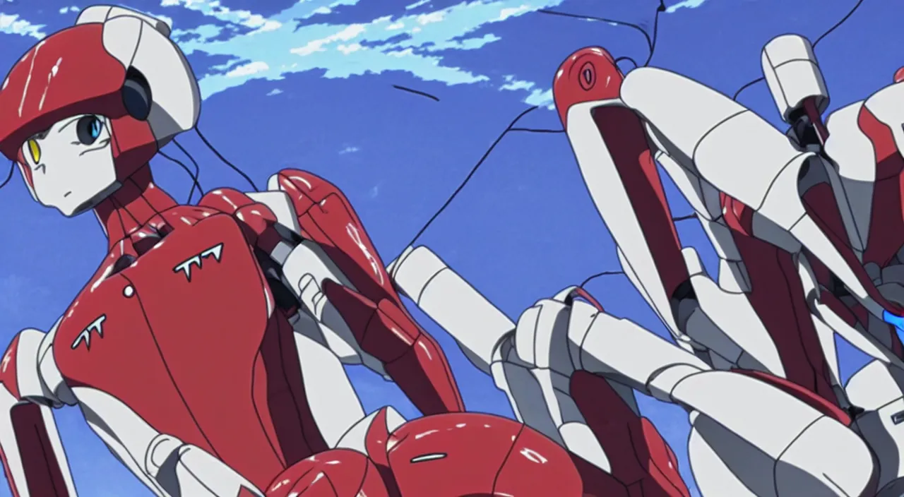 Image similar to tesla model s as a eva from evangelion, evangelion anime, full hd, hd anime, anime screenshot