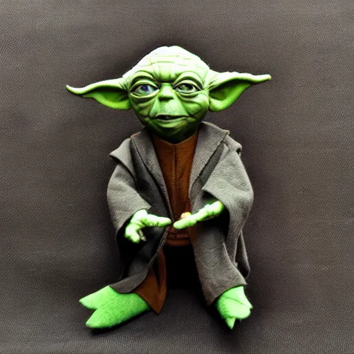 Prompt: yoda puppet, stop motion, felt