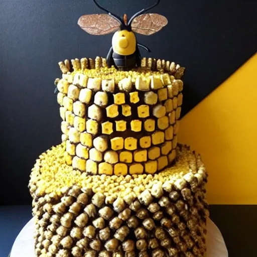 Honey Cake with Edible Bees on Top, the Top of the Cake is Decorated in a  Cage of Chocolate Lines. Concept for Birthday, Meeting Stock Photo - Image  of focus, mothers: 211770294