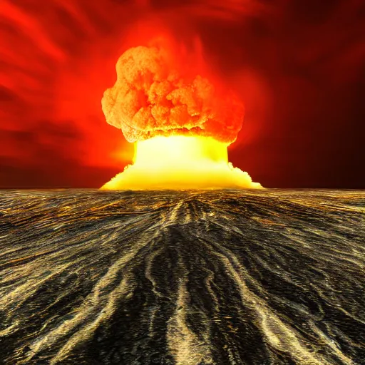 Image similar to nuclear explosion highly detailed 8 k, rule of thirds