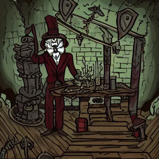 Prompt: a magician explores a dark dungeon in the style of old school fantasy drawings