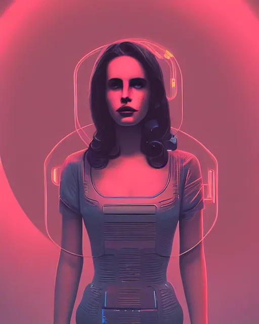 Image similar to portrait of lana del rey as a cyberpunk cyborg. sci - fi intricate abstract. intricate artwork, tear drops, roses, by tooth wu, wlop, beeple, dan mumford. concept art, octane render, trending on artstation, greg rutkowski, asymmetrical, cinematic arthouse, key art, hyper realism, iridescent accents