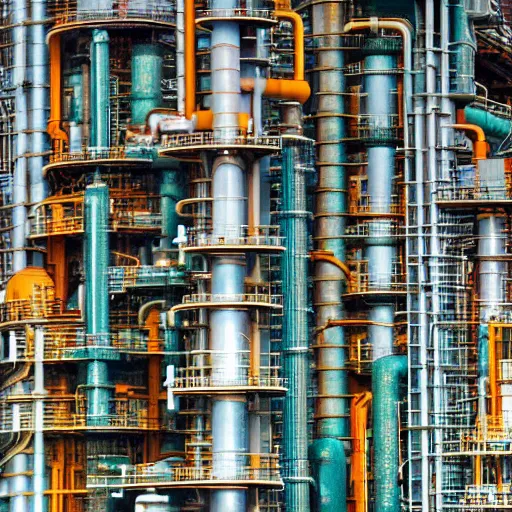 Prompt: frank lloyd wright designed oil refinery in baton rouge louisiana, telephoto, high resolution, highly detailed, intricate, beautiful, picturesque