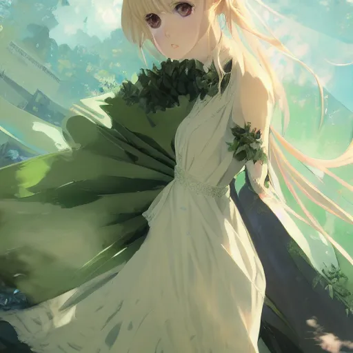 Image similar to victorique de blois anime girl gosick super detailed green eyes green eyes green eyes green eyes black dress blonde hair by greg rutkowski makoto shinkai aramaki shinji artgerm, cushart krenz key art feminine award winning