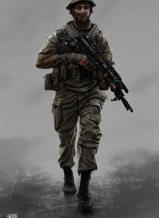 Image similar to a highly detailed digital painting of an sas soldier, epic composition, concept art, 8 k, artstation