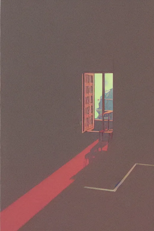 Image similar to paper lsd blotter by kawase hasui, moebius, Edward Hopper and James Gilleard, Zdzislaw Beksinski, Steven Outram, 8k, artstation