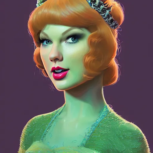 Image similar to portrait of Taylor Swift as Princess Fiona in Shrek 2001. HD, 4K. intricate abstract. intricate artwork. by wlop, beeple, dan mumford. trending on artstation, greg rutkowski very coherent symmetrical artwork. cinematic, hyper realism, high detail, octane render, 8k