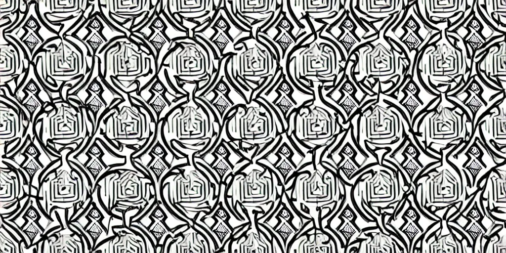 Prompt: seamless geometric maze pattern, black and white, art deco