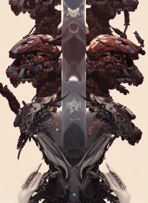 Image similar to symmetry!! portrait of a hybrid robot cerberus, floral! horizon zero dawn machine, intricate, elegant, highly detailed, digital painting, artstation, concept art, smooth, sharp focus, illustration, art by artgerm and greg rutkowski and alphonse mucha, 8 k
