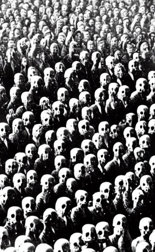 Image similar to mao zedong driving a crowd of skeletons