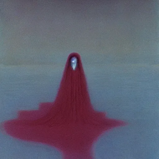 Image similar to movie still from her, painted by zdzislaw beksinski