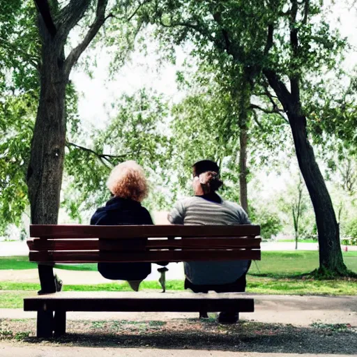 Image similar to a couple sitting on a park bench