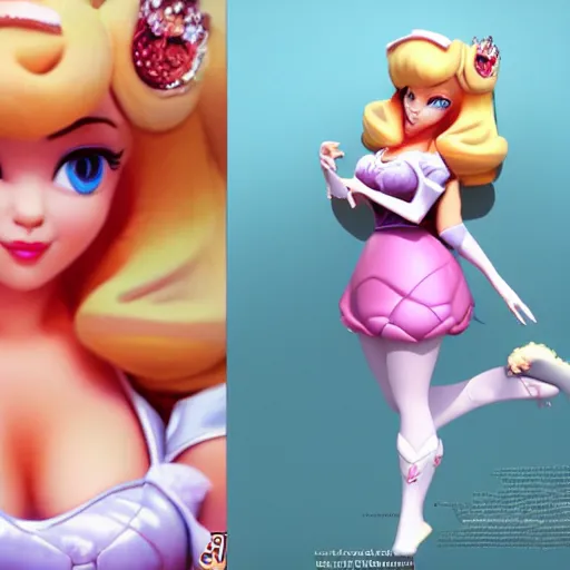 Image similar to a beautiful photo of princess peach as a real life person, posing, ultra details, trending on artstation