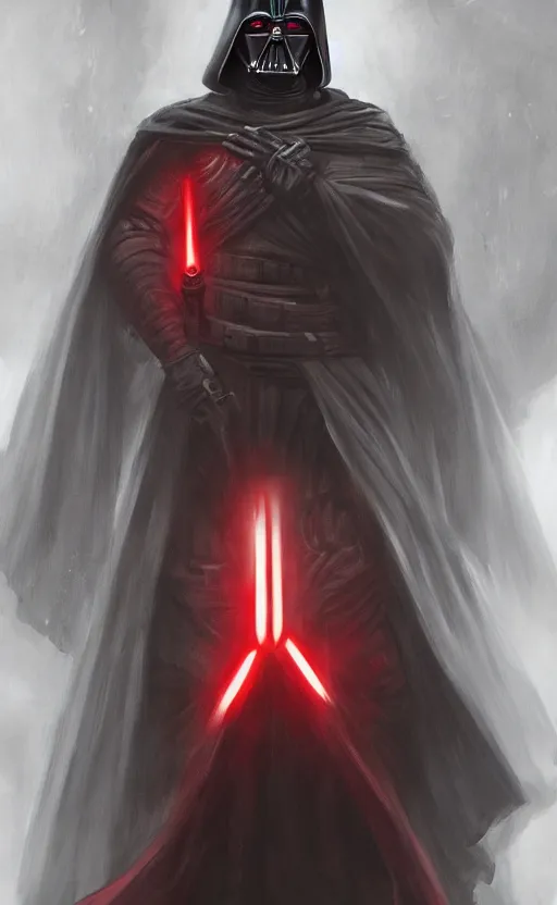 Image similar to « a beautiful darth bane portrait in a sith temple, trending on artstation »